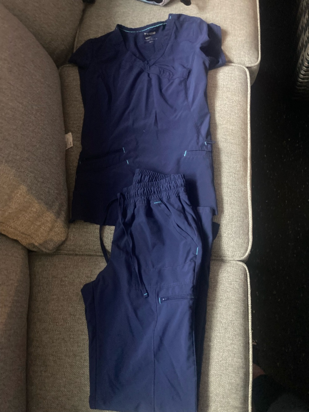 Scrubs Navy Blue Scrub Set with Contrast Stitching